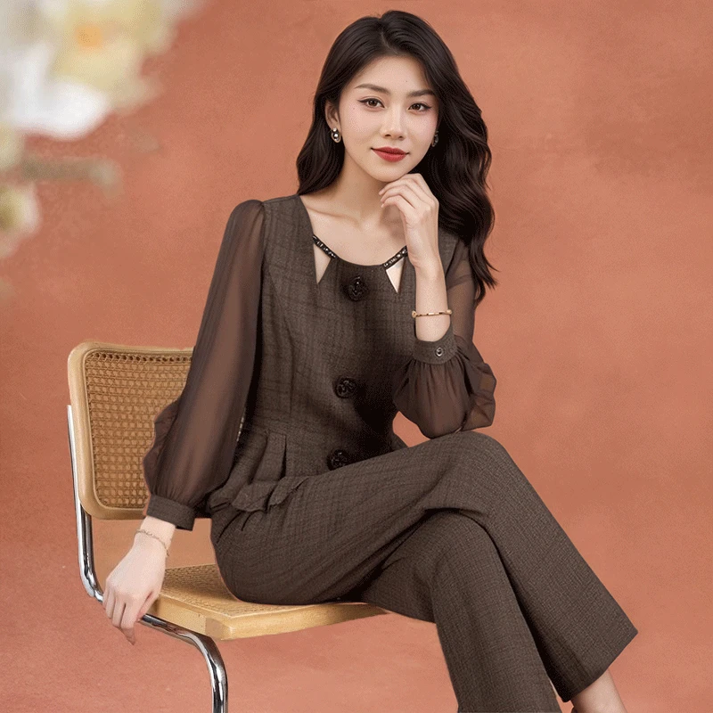 【恋晚】品牌两件套女2025新款大方得体40到50岁早秋减龄穿搭一整套