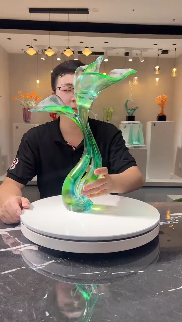 摆件巴比特美学 蓝绿色大号三生花