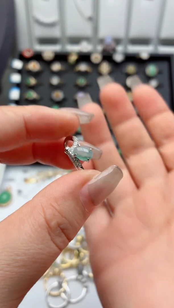 银S925镶嵌戒指翡翠.