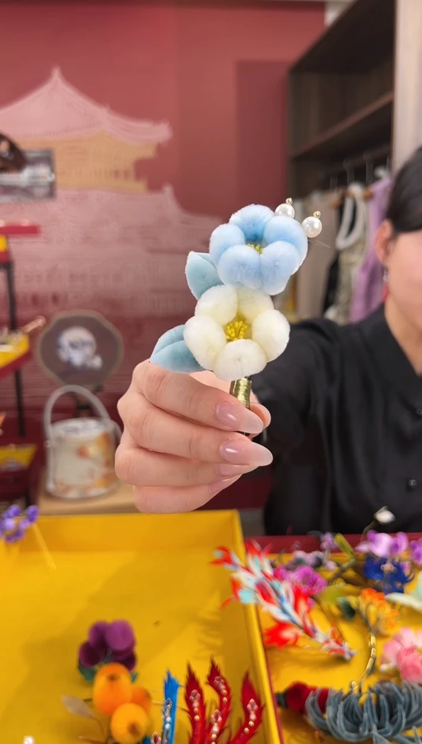 【闪购商品】刺绣非遗绒花（发饰）