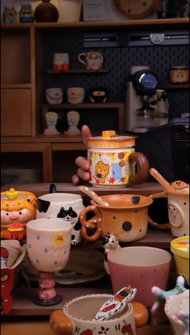 杯子陶景德镇可爱设计师款陶瓷