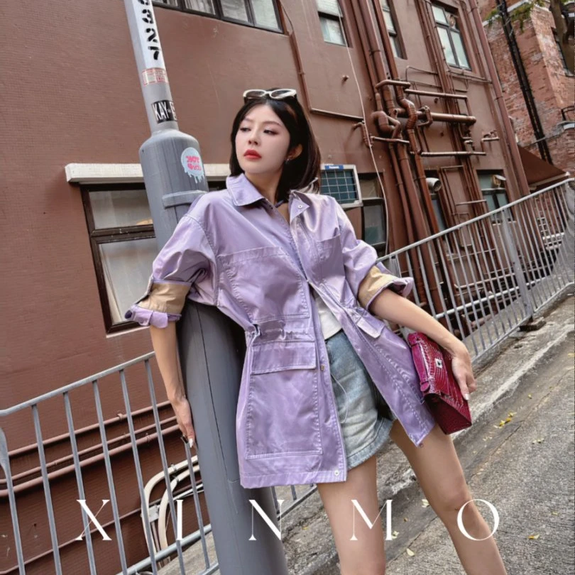 【买手店&蛋哥】时尚工装款百搭拉链翻领口袋风衣外套C24122008