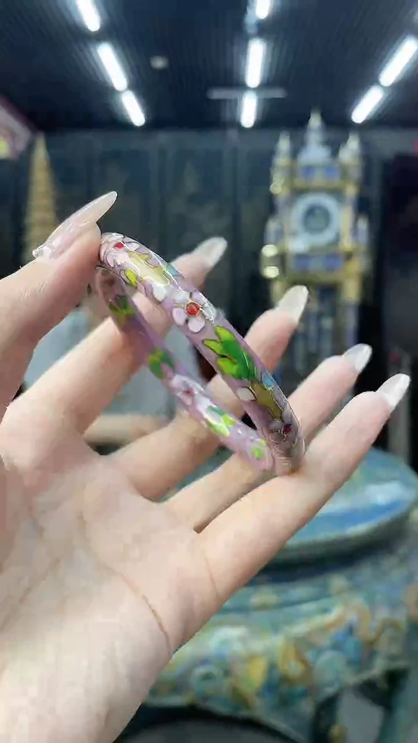 非遗手工景泰蓝镯子细粉色