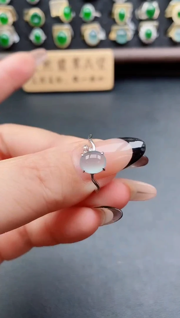 银S925镶嵌戒指翡翠1