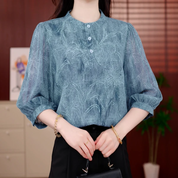 湖光潋滟时髦百搭气质衬衫2025新款减龄显瘦衬衣高级感上衣JA138