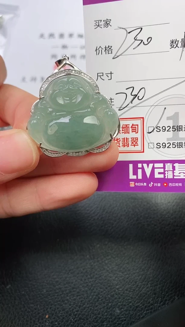 颈饰银S925镶嵌翡翠陈****)挂件