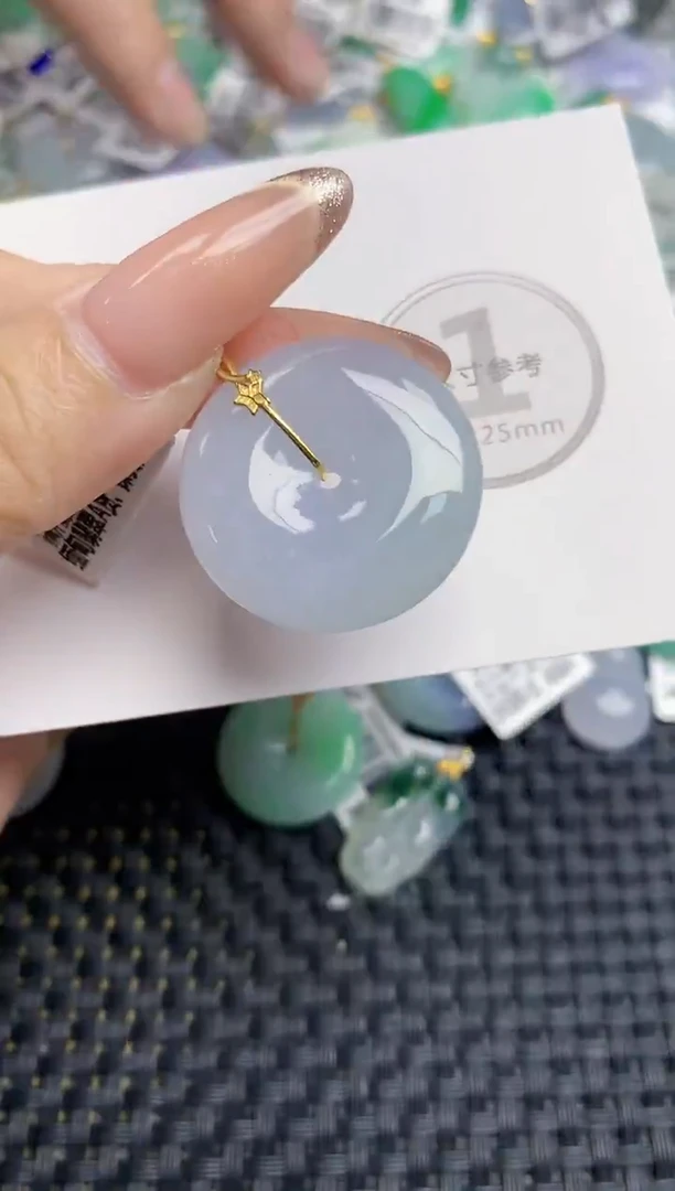 颈饰18K金镶嵌翡翠天然缅甸A货翡翠百元以上9元证书费自理