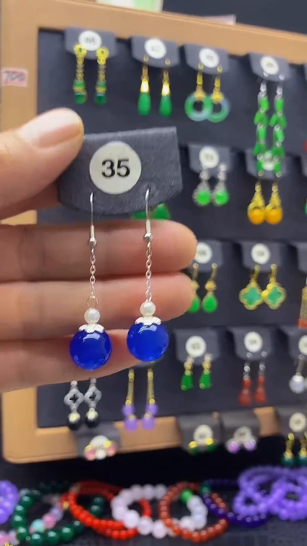 【闪购商品】玛瑙/玉髓耳坠银S925镶嵌耳饰