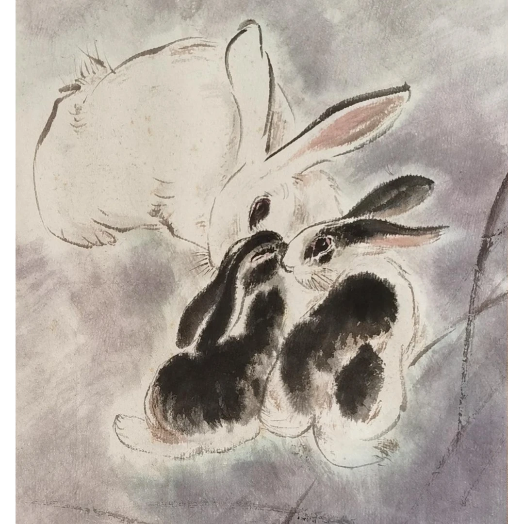 【辽拍】V240617-1-19《兔》（1平尺）纸本镜片 yy1221t