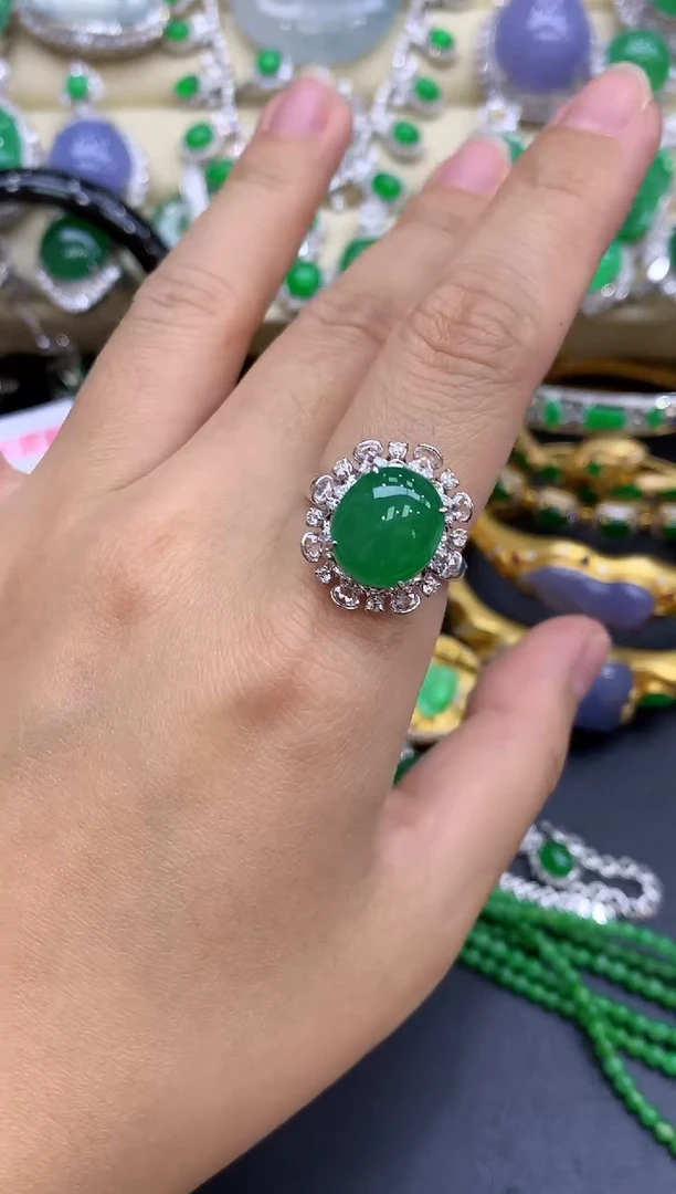 18K金镶嵌戒指翡翠488-中国好珍宝