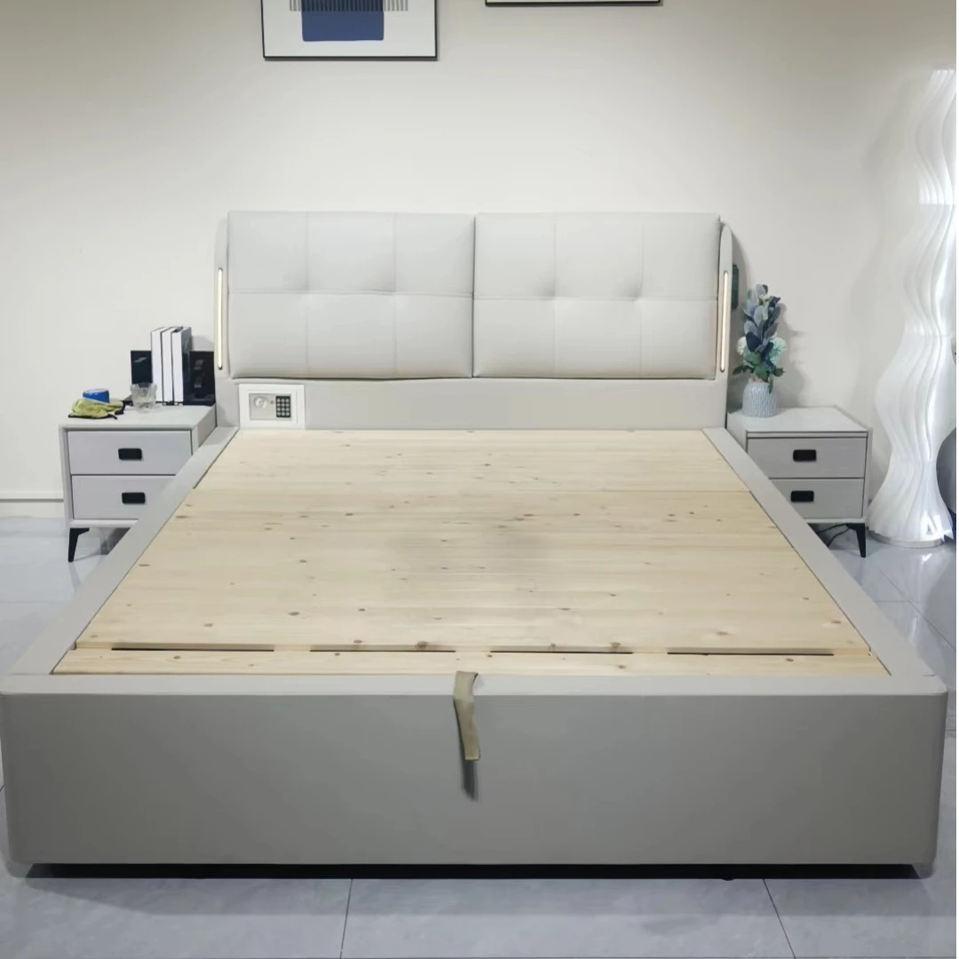新品810#【国补专属】高箱床真皮主卧婚床简约现代轻奢双人床