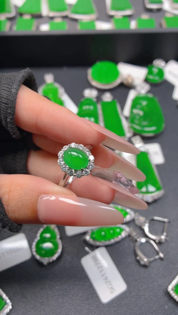 银S925镶嵌戒指翡翠00