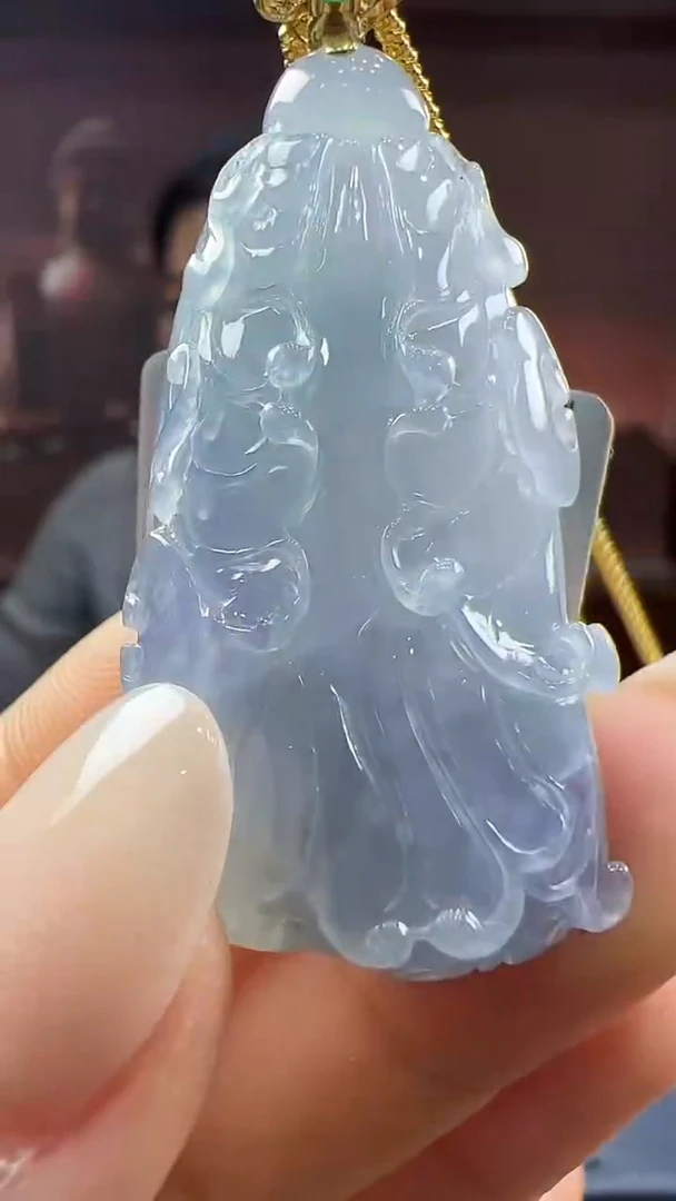 18K金镶嵌挂件翡翠白菜 不含链