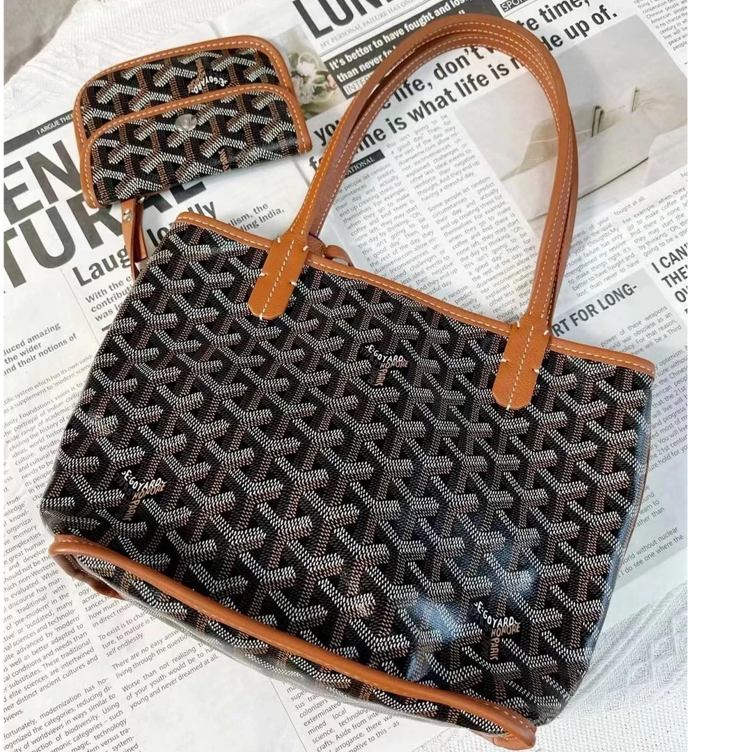 99新 Goyard 【杨贵妃专属】戈雅经典迷你棕色老花托特包菜篮子