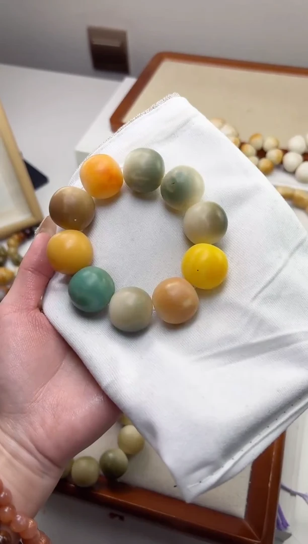 手串菩提根/象牙果一*一沐s07干磨苹果23mm手串瑕疵不补