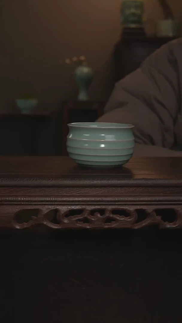 摆件瓷仿古釉手工炫纹杯