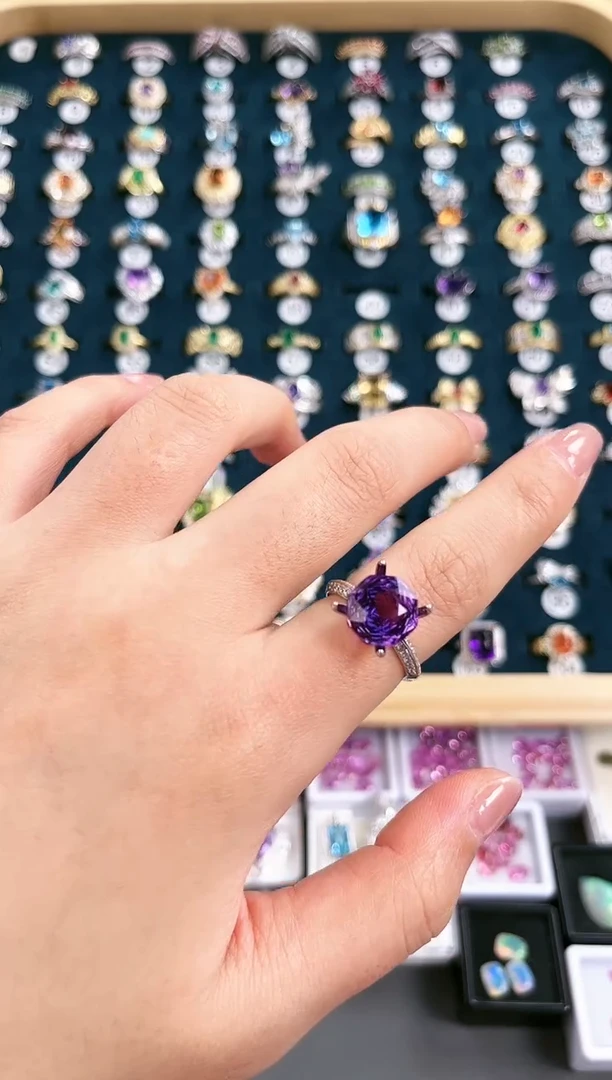 银S925镶嵌戒指紫晶32y