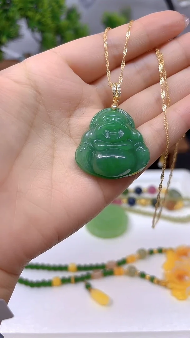 翡翠银S925镀金镶嵌吊坠(赠链)D215