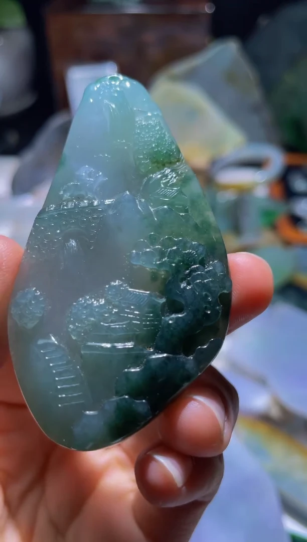 【闪购商品】定制翡翠未镶嵌山水牌