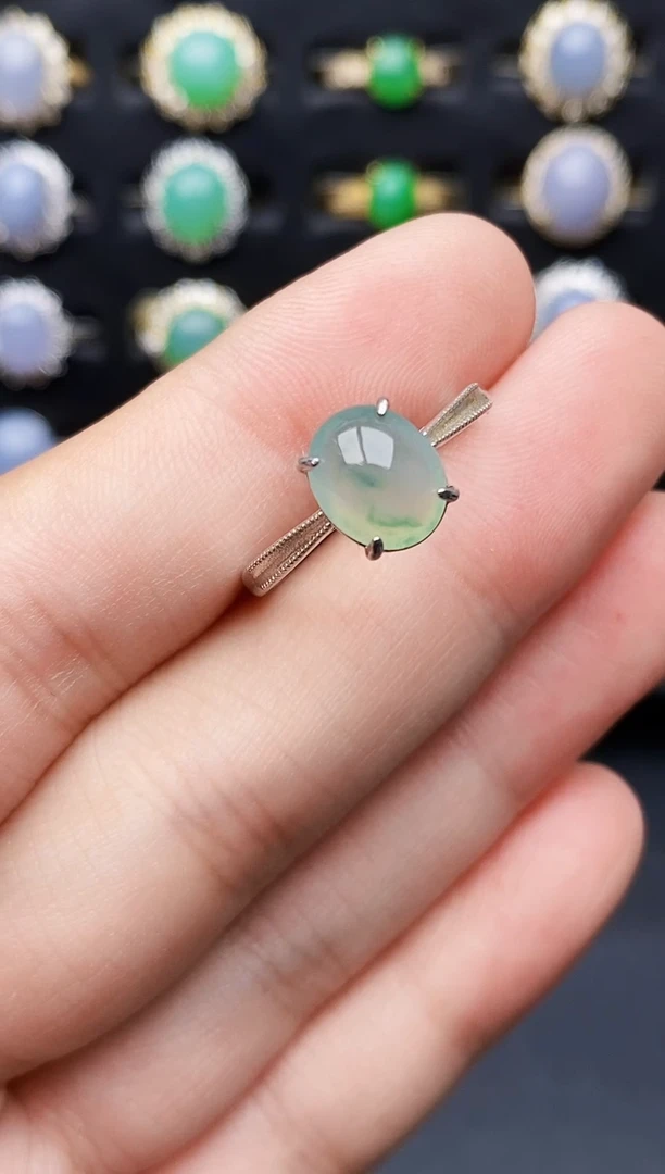 银S925镶嵌戒指翡翠6060号连接天然缅甸翡翠A货一物一证