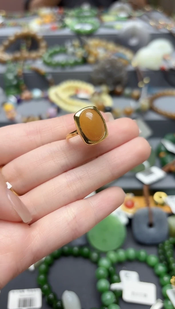 银S925镶嵌戒指和田玉S925银天然和田玉戒指