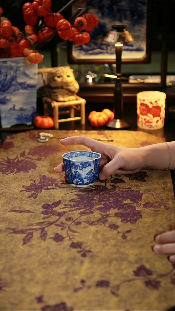 慢叩柴窑 花卉海棠杯