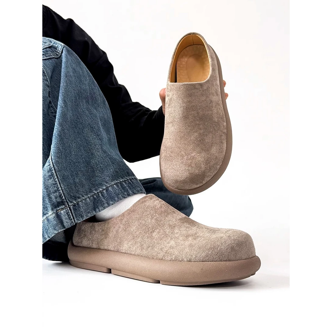 复古森系大头穆勒鞋女小土豆勃肯鞋男包头半拖鞋一脚蹬通勤懒人鞋