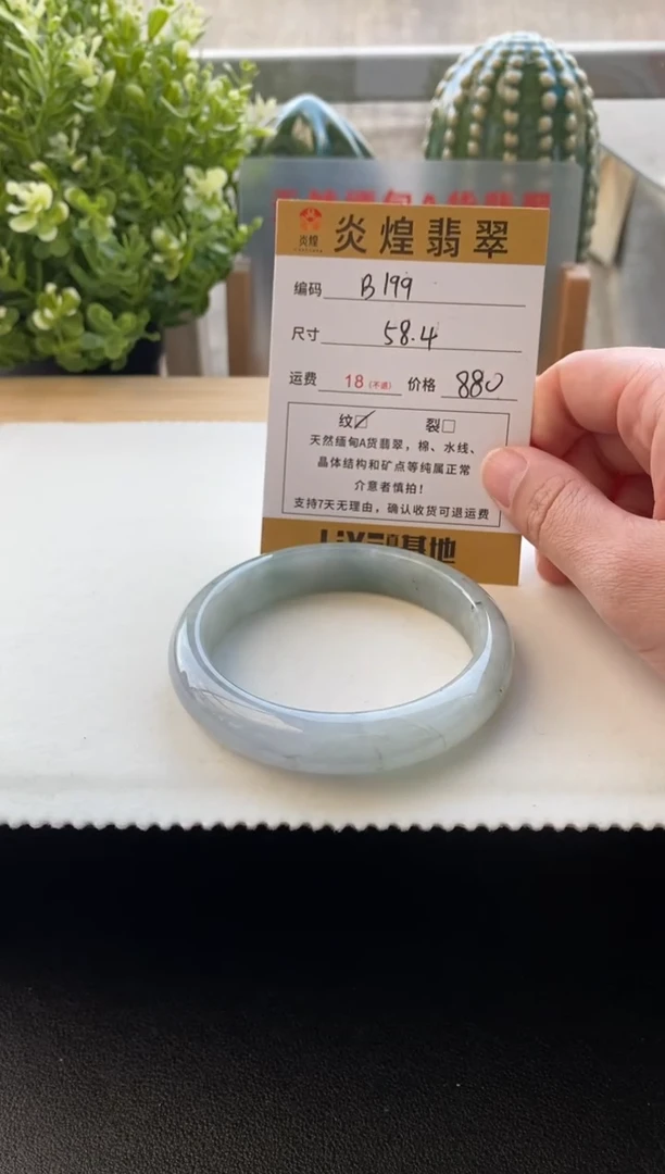 未镶嵌手镯翡翠圈口58.6编码b199