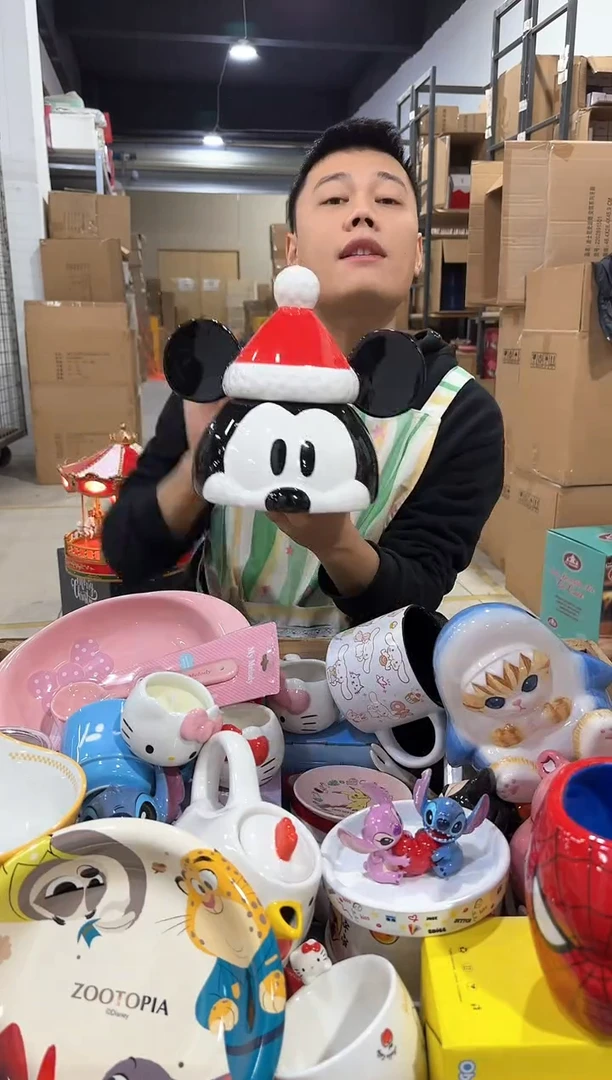 瓷片b款圣诞米奇头罐