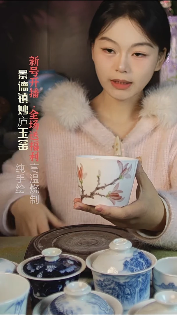 盘陶妙庐玉窑冰桶杯微瑕