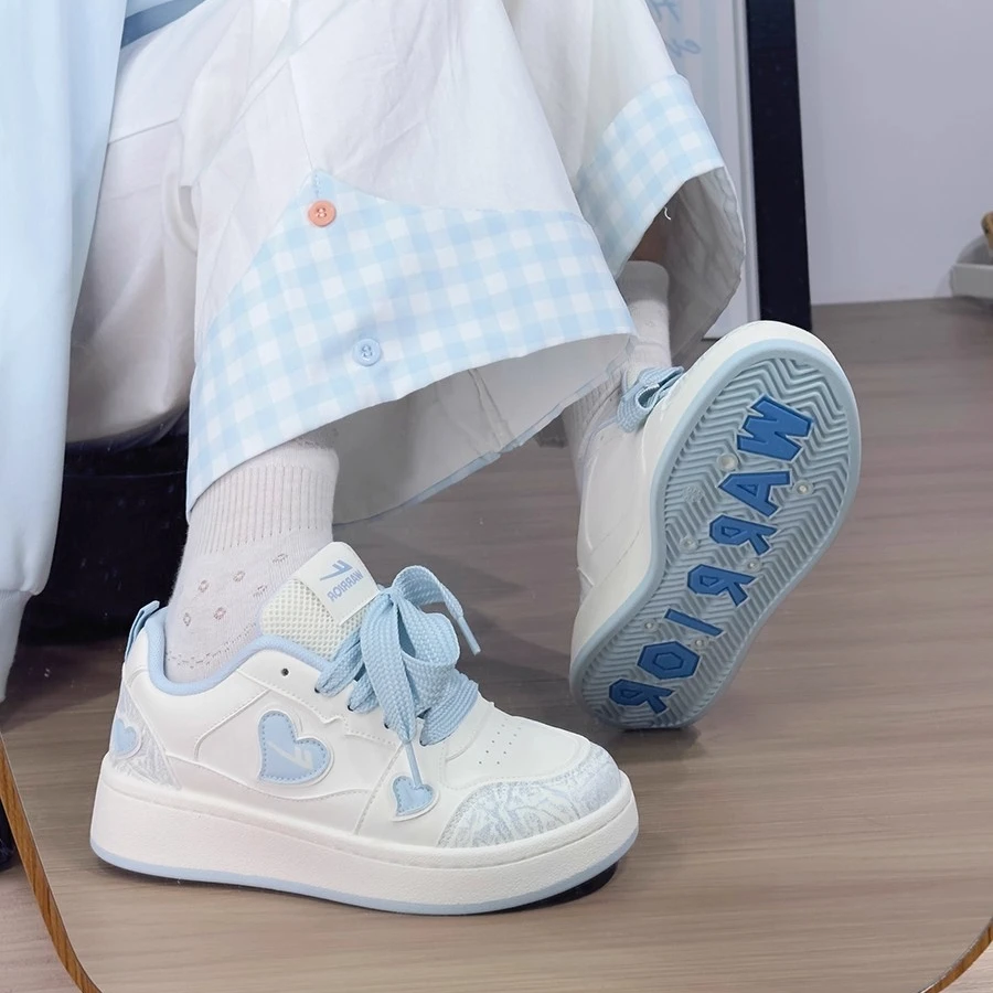 回力小白鞋女2025爆款小众原创爱心学生鞋子厚底韩版板鞋女