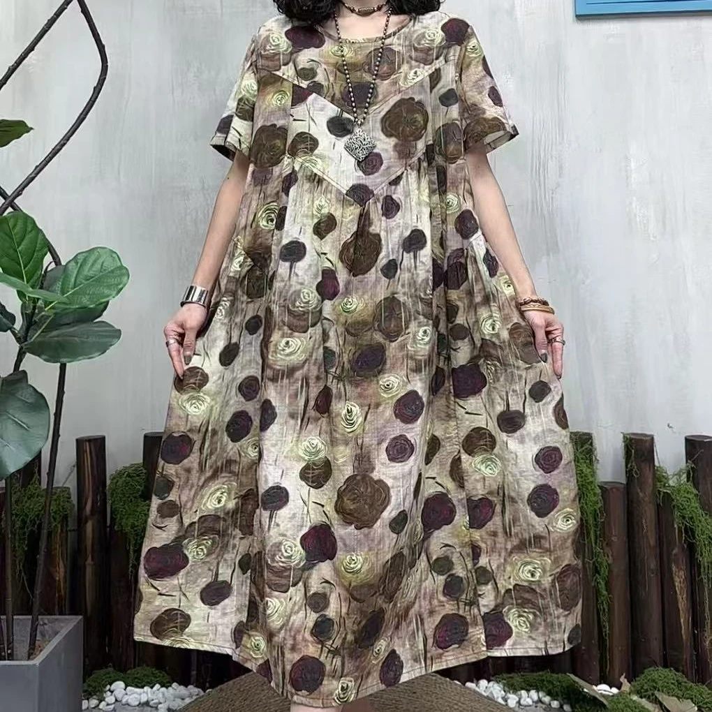 10896新款夏季优雅减龄宽松显瘦连衣裙QZ