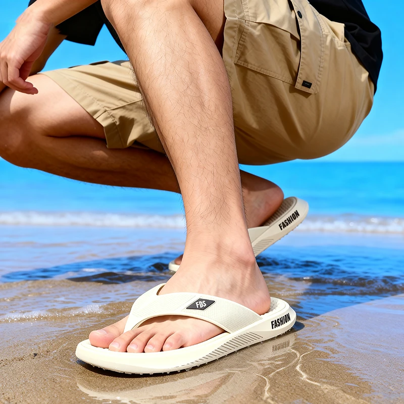 福登鲨男士沙滩人字拖新款拖鞋男网红人字拖男款防滑防臭外穿潮流