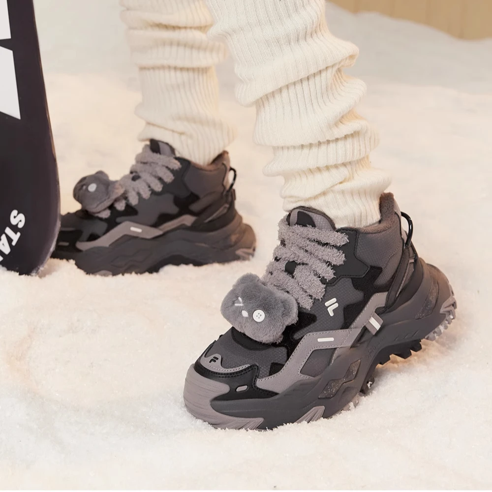 【高帮厚绒】FILA FUSION斐乐中帮硬糖24冬季厚底棉鞋女鞋东北保暖