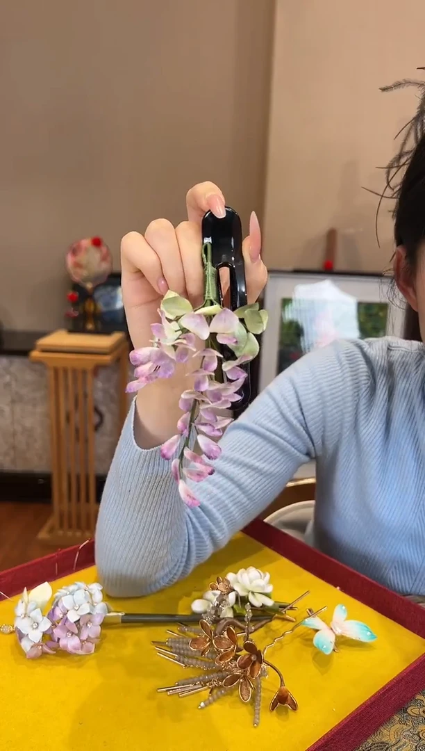 刺绣 非遗绒花（发饰）