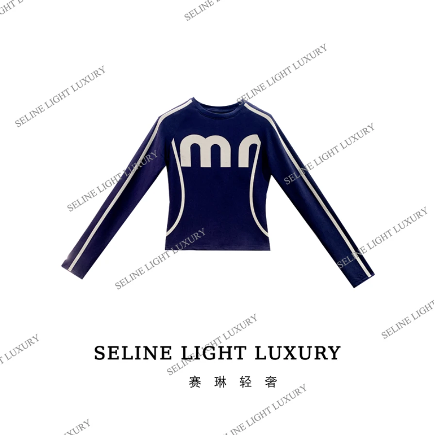 【24Q-071】 2025 SELINE 轻奢字母印花时尚圆领长袖