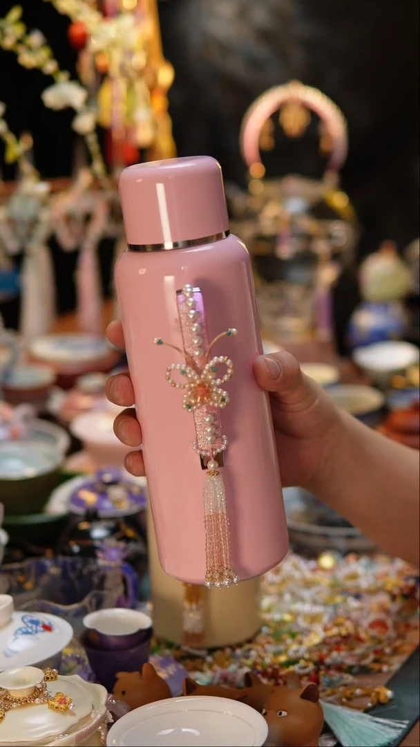 【闪购商品】摆件粉色编织不锈钢闷泡壶