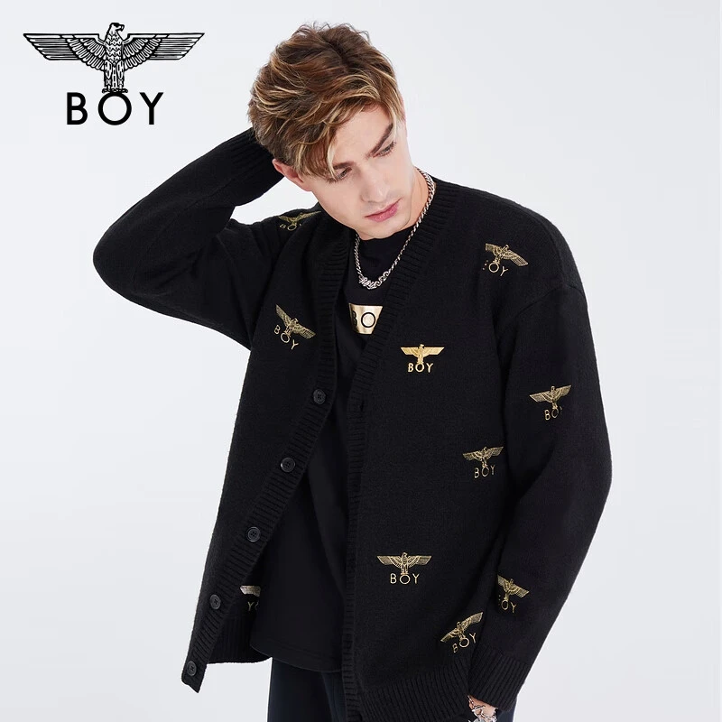 【贵公子】BOYLONDON流光风情侣老鹰满印潮牌休闲针织开衫N64903