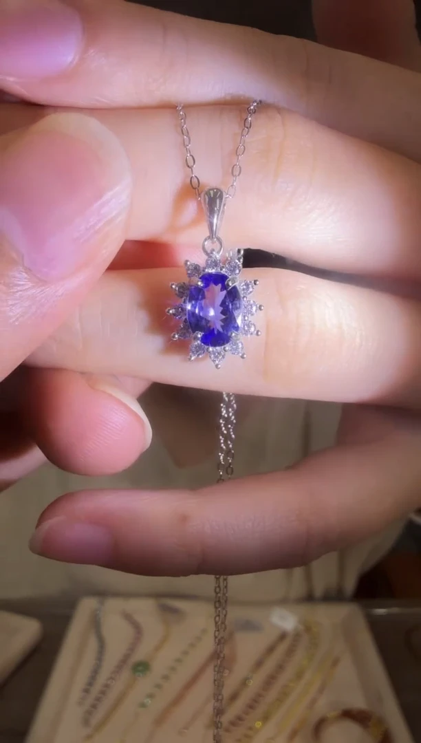 银S925镶嵌项链坦桑石09