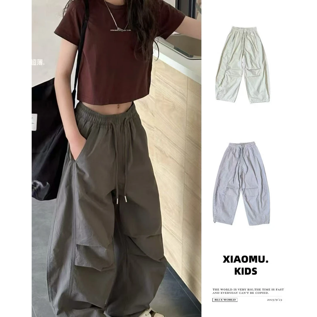 2025夏女童韩版弯刀速干纯色休闲裤超薄洋气百搭休闲裤8126