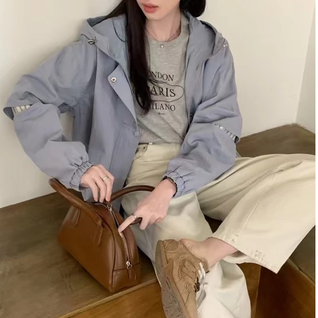 2025春装新款时尚韩版休闲水洗全棉外套 衣长59 胸围120