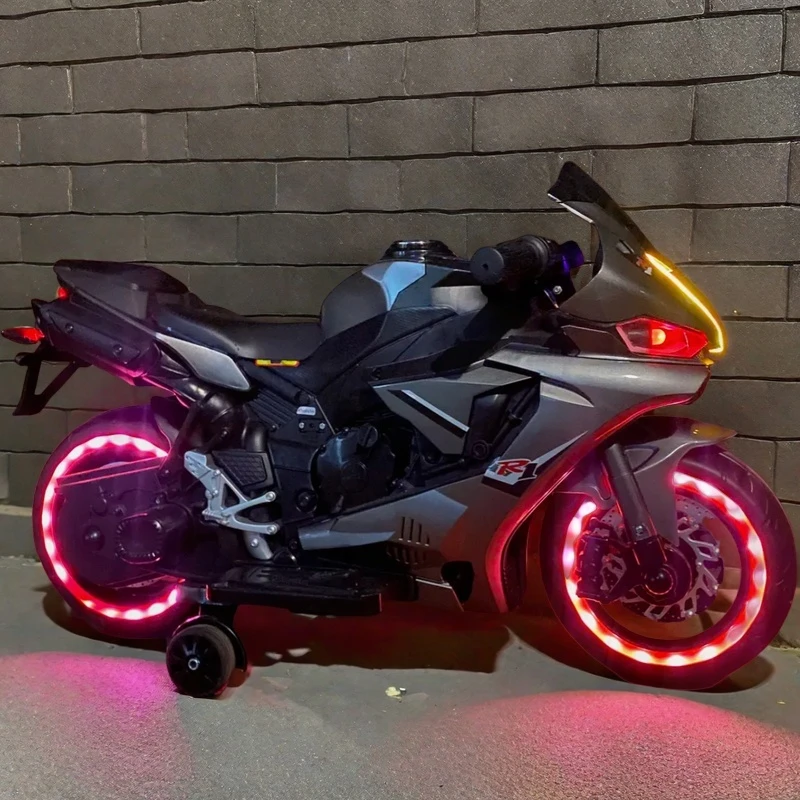 2-10岁儿童电动摩托车防翻车童车越野充电早教玩具车可坐人三轮车