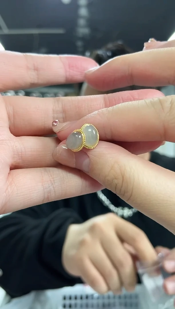 【闪购商品】和田玉耳饰银S925镶嵌多样性发其一颜色微差