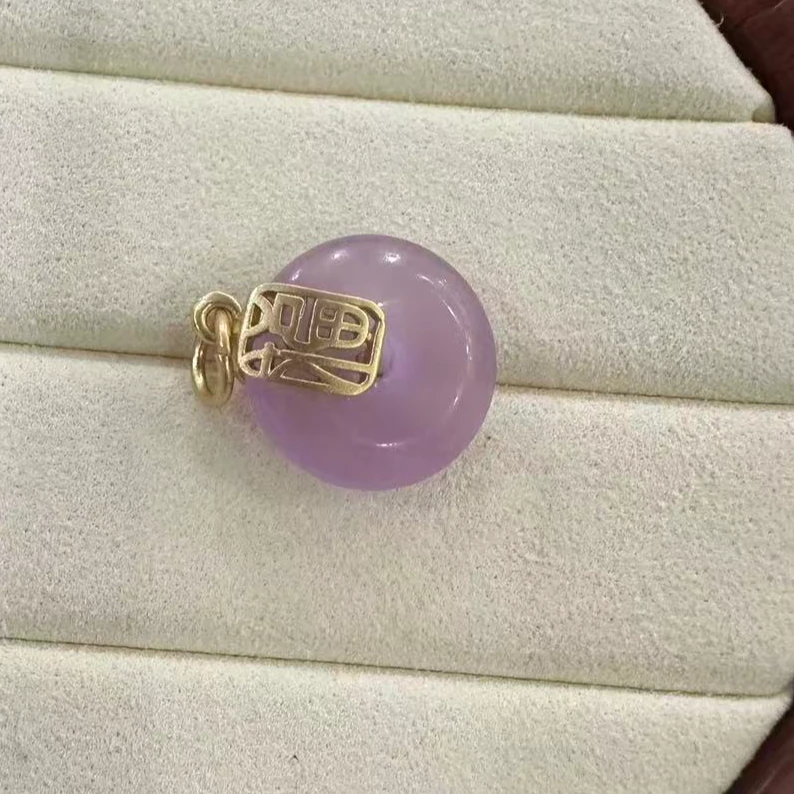 非金属珐琅项链 粉色 平安扣吊坠