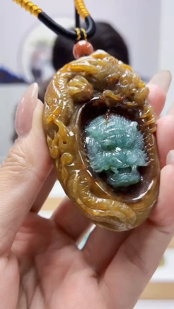 未镶嵌定制翡翠5060MM-毛货挂件48