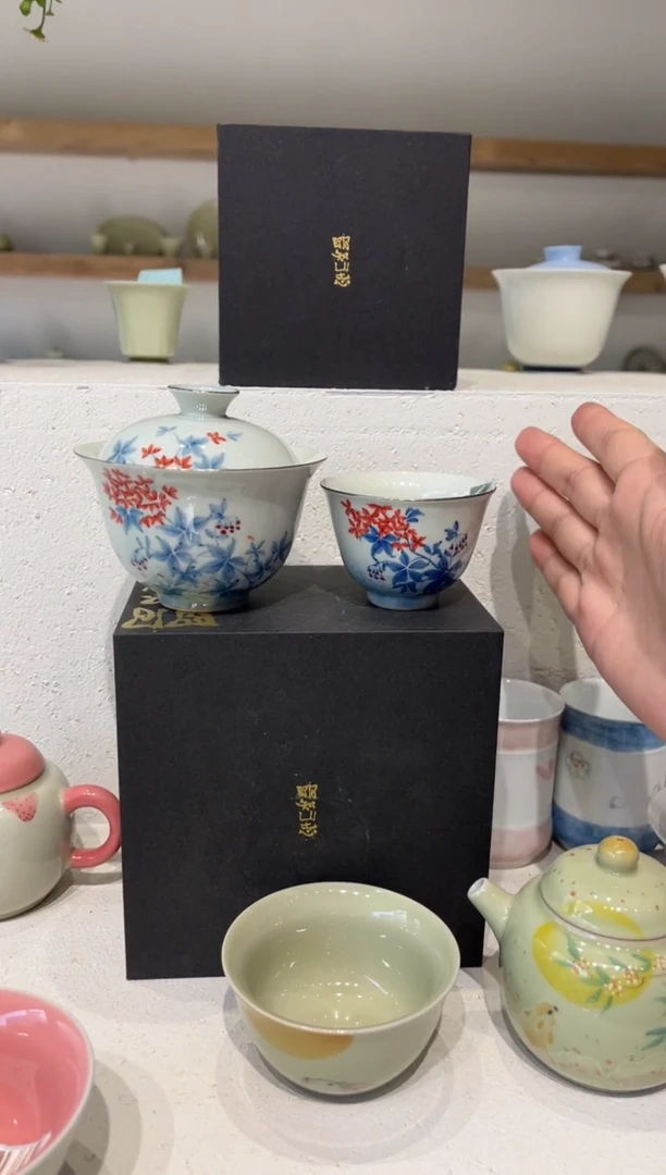 【闪购商品】明知山志-玉泥-花时反秋-福灵盖碗+杯