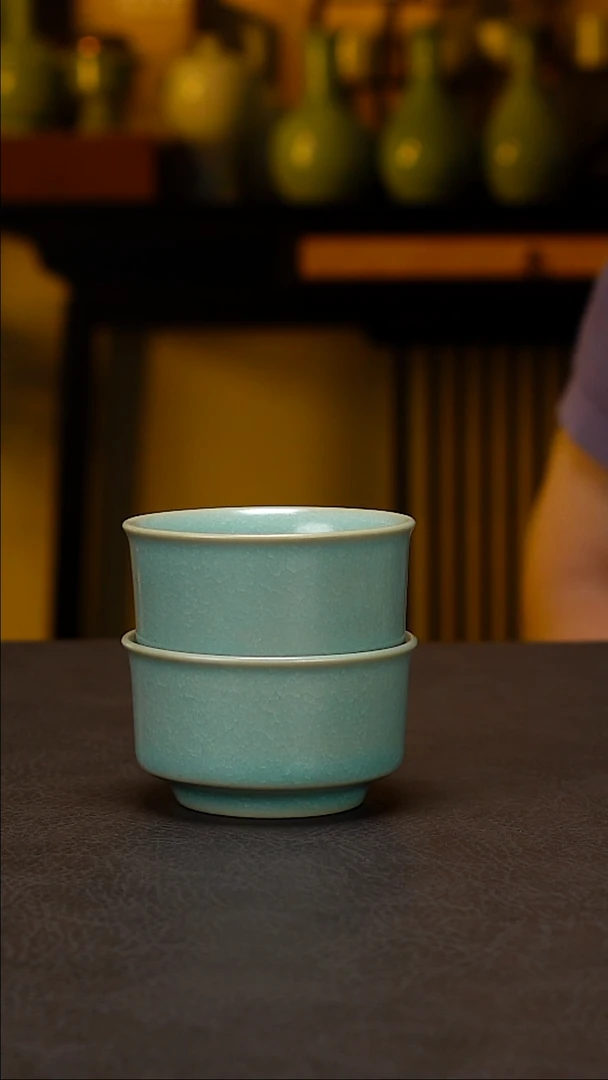 杯子仿古釉-两只圆唇杯-精品-简包-极兔快递