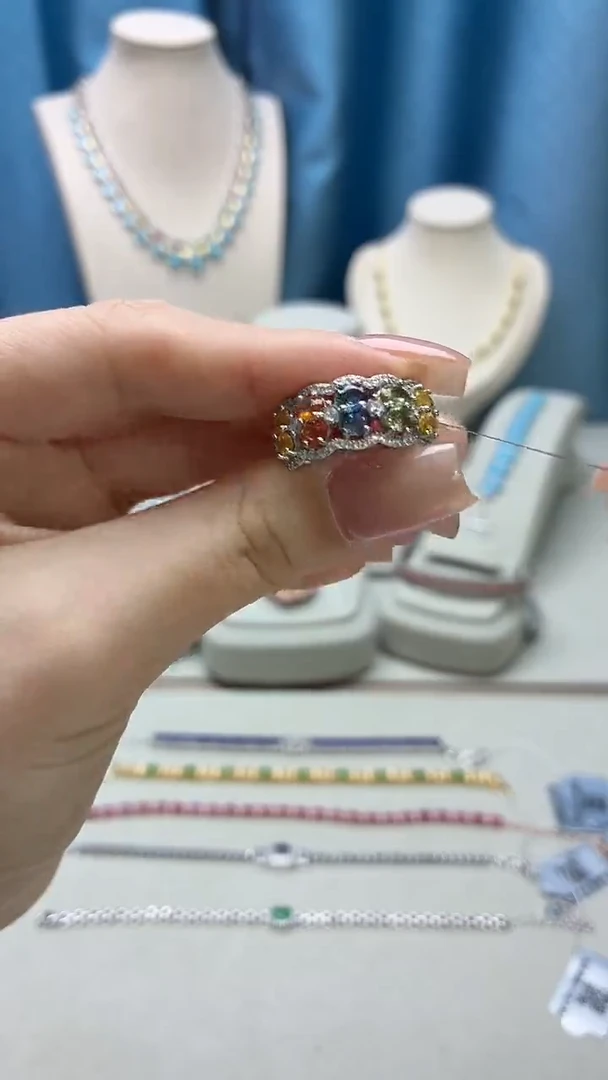 戒指彩色蓝宝石银S925镶嵌051JH0101产品一个（多样性）