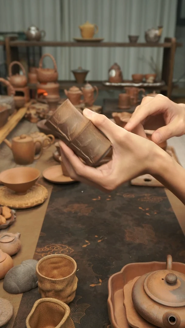 原矿料老岩泥 竹节客杯2个