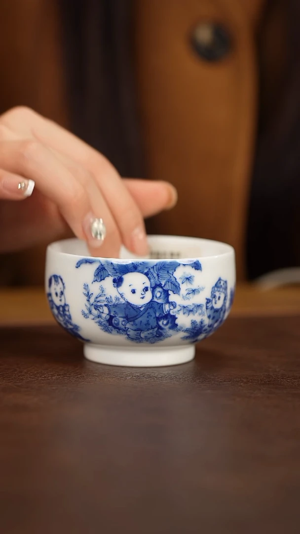 【闪购商品】段式青花青花童子杯